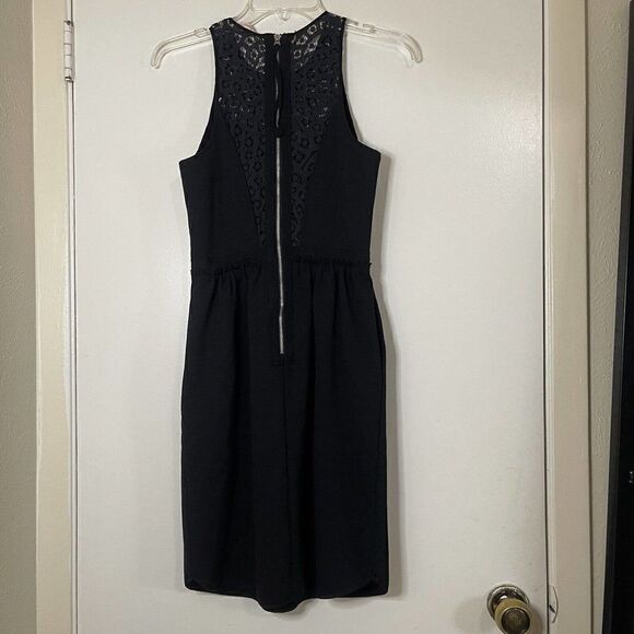 Rebecca Taylor Lace-Panel Black sleeveless Ponte Dress size US 2 - Picture 6 of 9